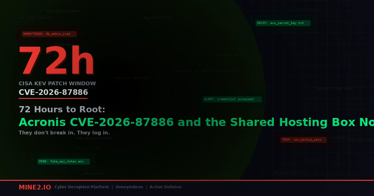 72 Hours to Root: Acronis CVE-2026-87886 and the Shared Hosting Box Nobody Watches