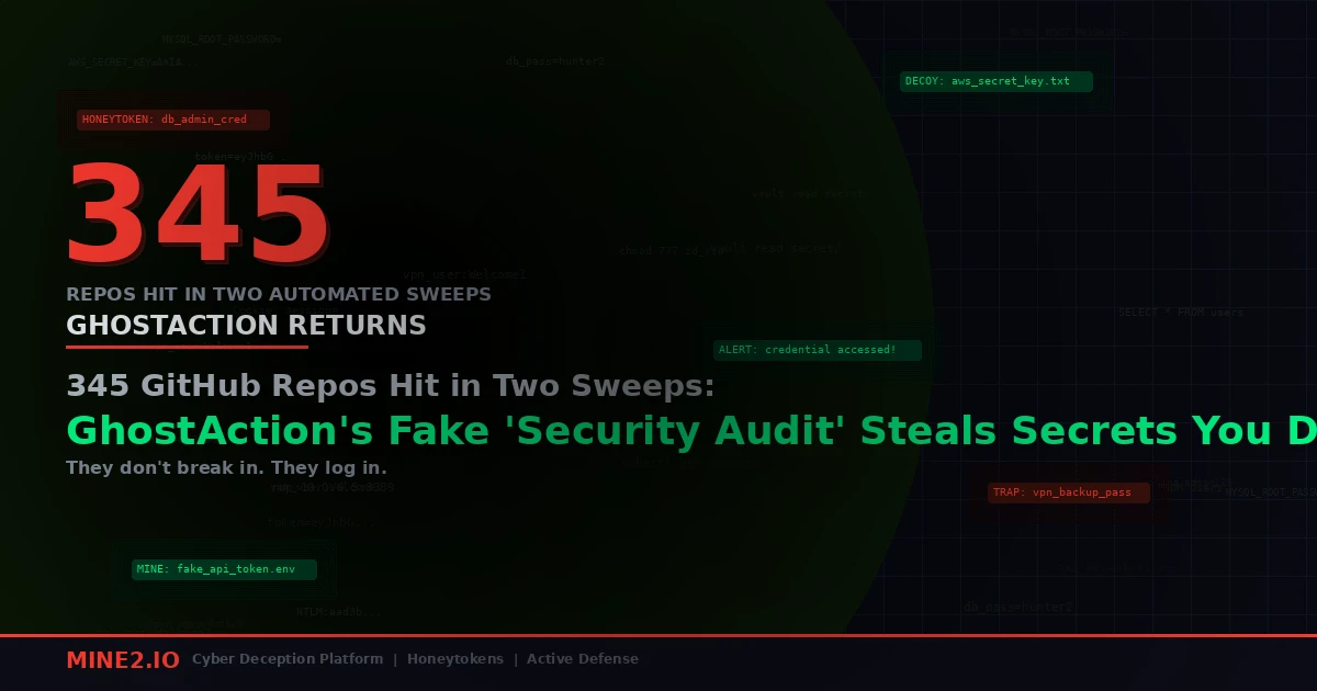 345 GitHub Repos Hit in Two Sweeps: GhostAction's Fake 'Security Audit' Steals Secrets You Deleted Years Ago