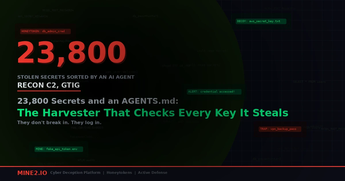 23,800 Secrets and an AGENTS.md: The Harvester That Checks Every Key It Steals