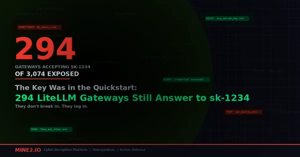 The Key Was in the Quickstart: 294 LiteLLM Gateways Still Answer to sk-1234