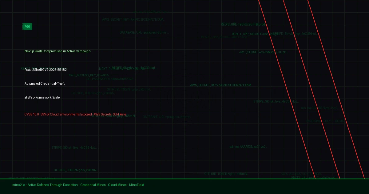 React2Shell CVE-2025-55182: 766 Next.js Hosts Breached in Automated Credential-Theft Wave
